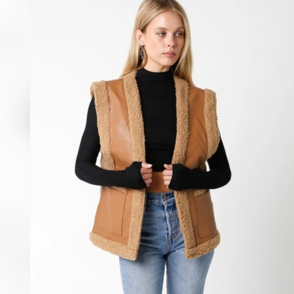 Olivaceous Jackets & Blazers - NWT /Olivaceous Tan Vest Open Front Design/ SMALL